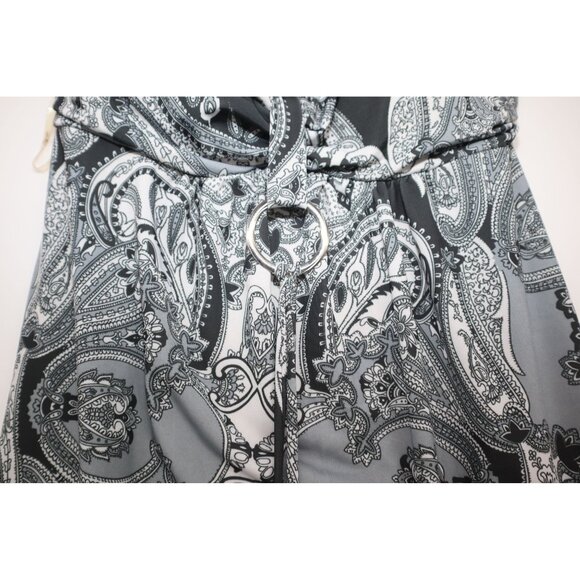 Paisley Pattern Midi Dress Strapless With Drawstring & Silver Ring Detail XL - Picture 4 of 8